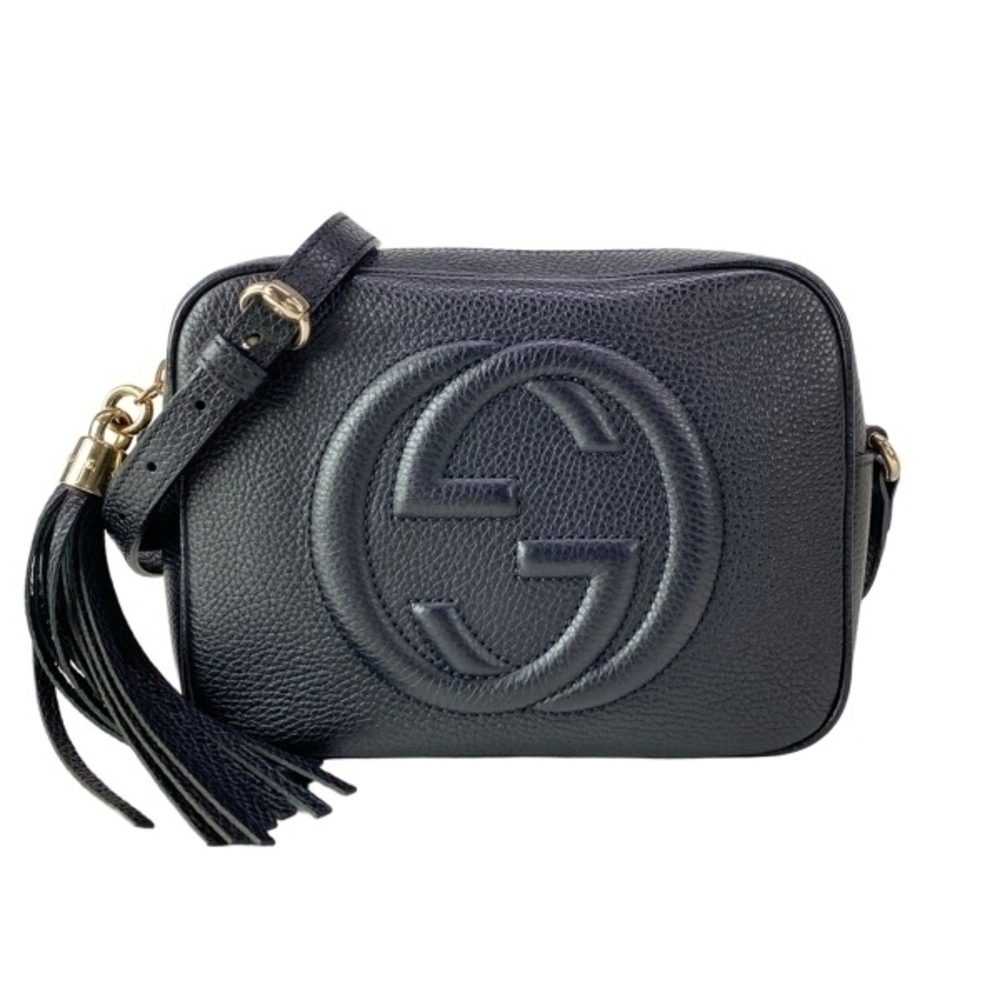 Gucci Shoulder Bag Soho Leather Black Tassel